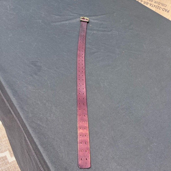 Express Brown Leather Belt with Brass Buckle - Picture 4 of 4